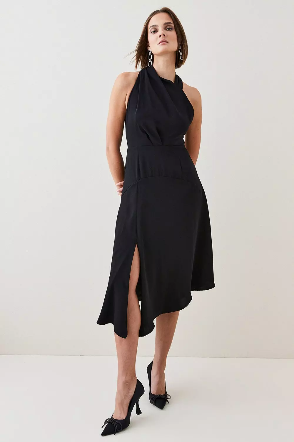 Black Soft Tailored Sleeveless Midi Dress alternative image