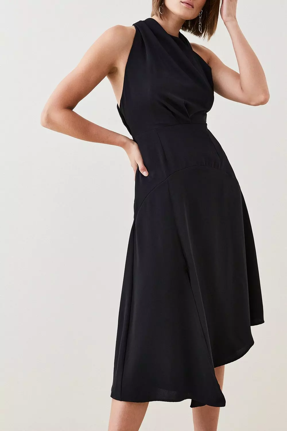 Black Soft Tailored Sleeveless Midi Dress alternative image