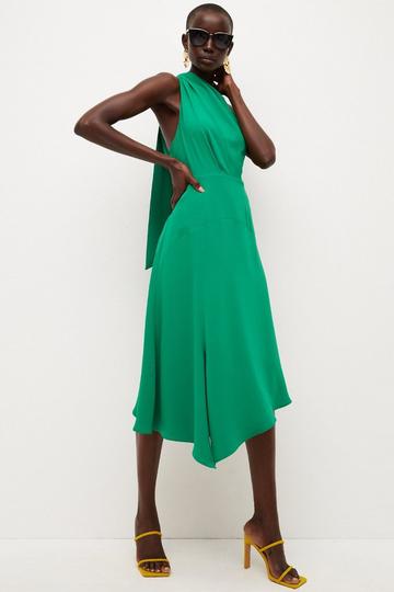 Soft Tailored Sleeveless Midi Dress green