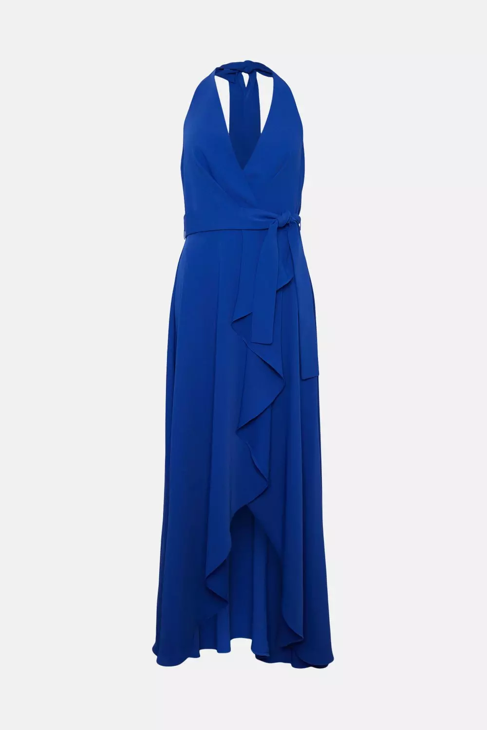 Soft Tailored Waterfall Halter Maxi Dress | Karen Millen