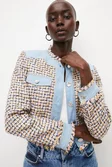 Tweed And Denim Mix Jacket | Karen Millen Tweed And Denim Mix Jacket | Karen Millen