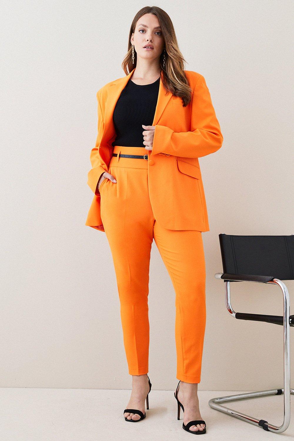 Orange Plus Size Tailored Slim Leg Trouser