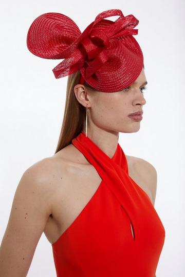 Asymmetric Bow Headband Fascinator red