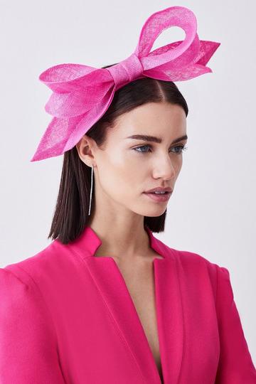 Sinnamay Bow Headband Fascinator pink