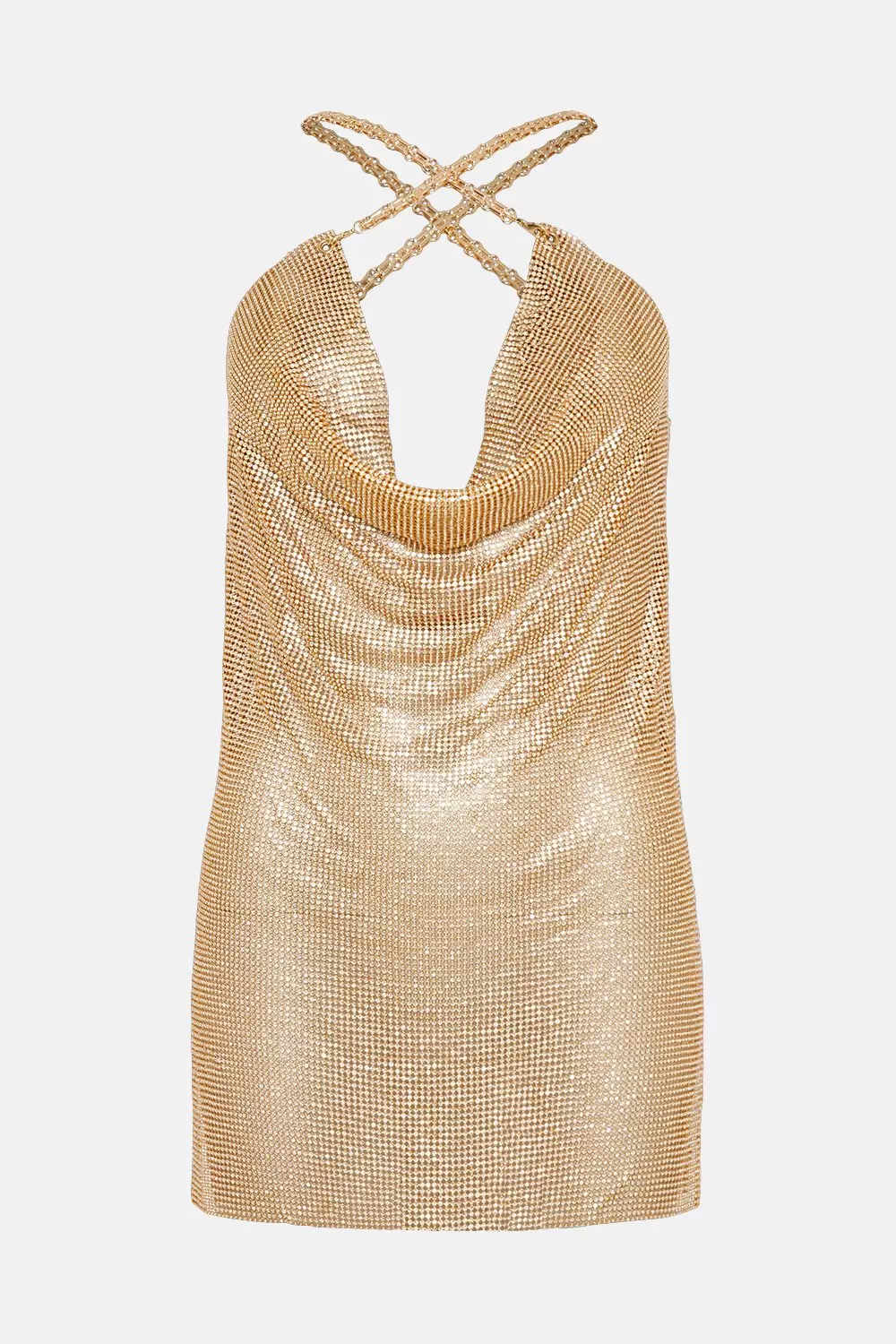 Diamante Chain Mail Cowl Side Split Mini Dress Karen Millen