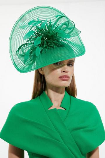 Feather Detail Fascinator green