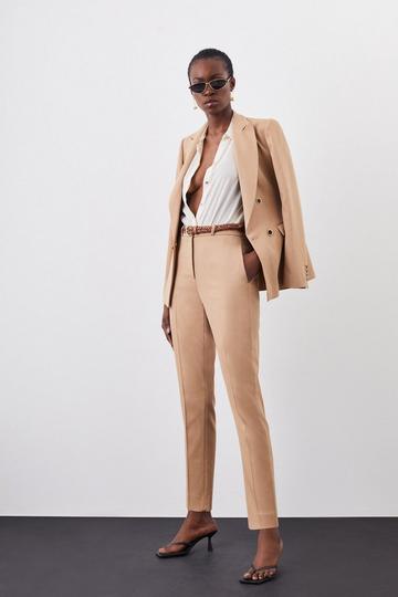 Relaxed Tailored Belted Slim Leg Pants camel