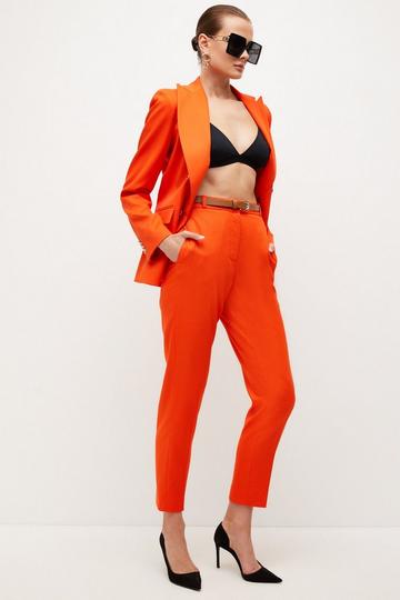Orange Relaxed Tailored Belted Slim Leg Pants