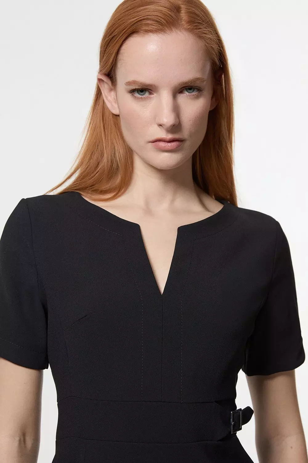 Tailored Military Pleat Short Sleeve Mini Dress | Karen Millen