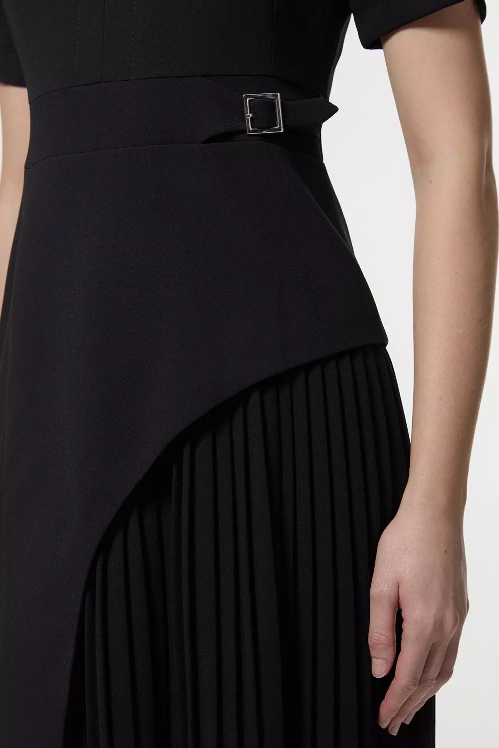 Tailored Military Pleat Short Sleeve Mini Dress | Karen Millen