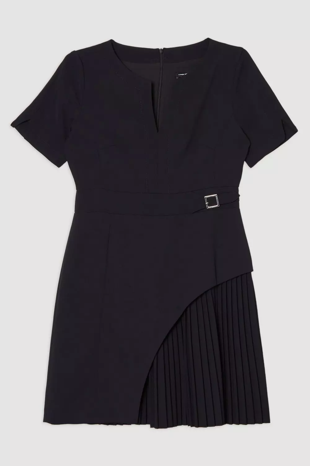 Tailored Military Pleat Short Sleeve Mini Dress | Karen Millen