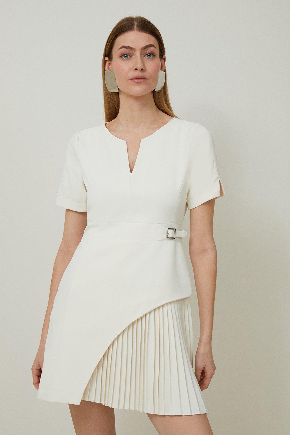 関送込【KAREN MILLEN】ミリタリープリーツ半袖ミニドレス 4色 Utility Dresses | Karen Millen US