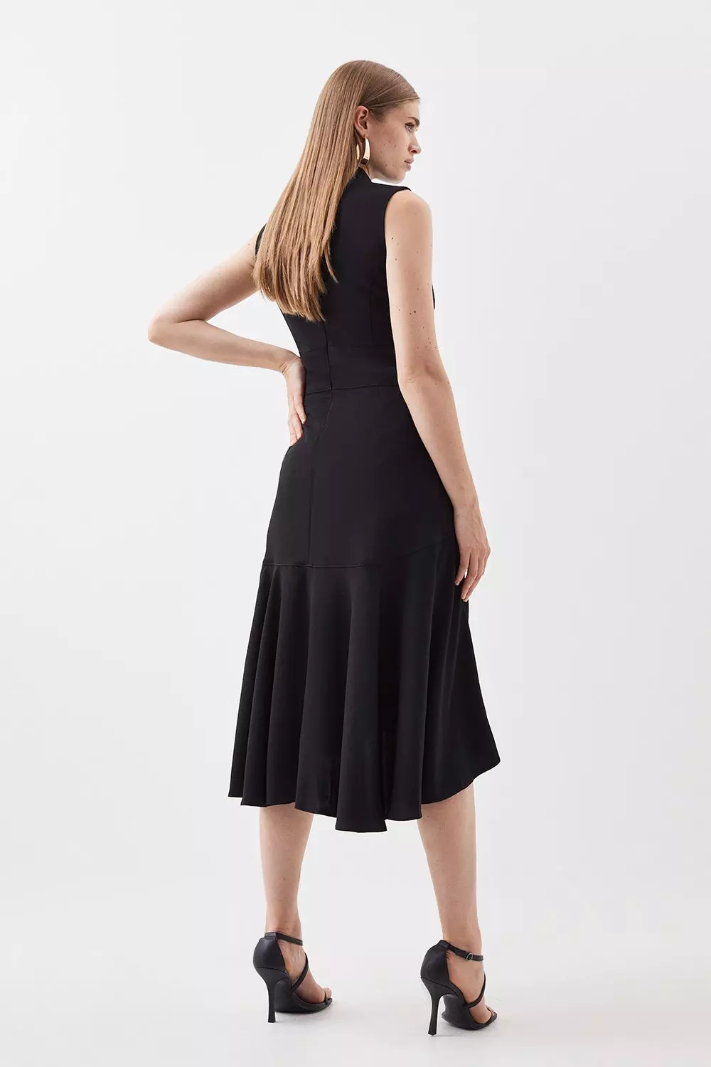 Karen Millen：ソフトテーラード バンドゥ ミディドレス Soft Tailored High Low Midi Dress | Karen Millen