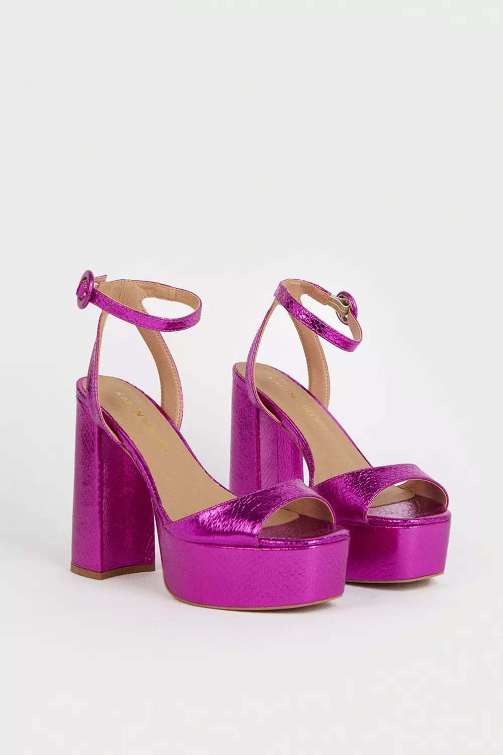 Croc Metallic 70s Platform Sandal | Karen Millen