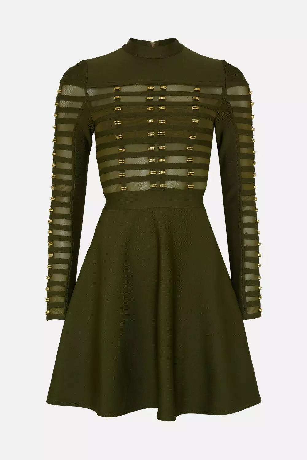 Trimmed Bandage Knit Skater Mini Dress Karen Millen