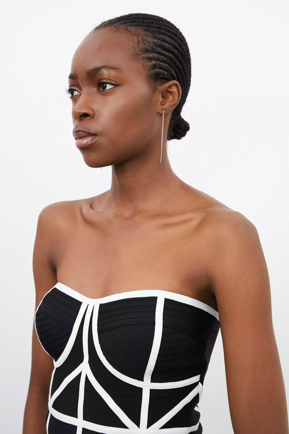 Black Bandage Knit And Pu Trim Corset  alternative image