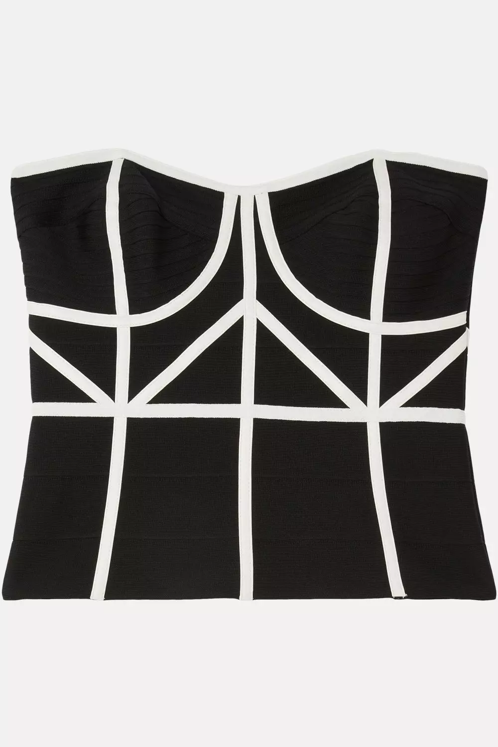 Black Bandage Knit And Pu Trim Corset  alternative image
