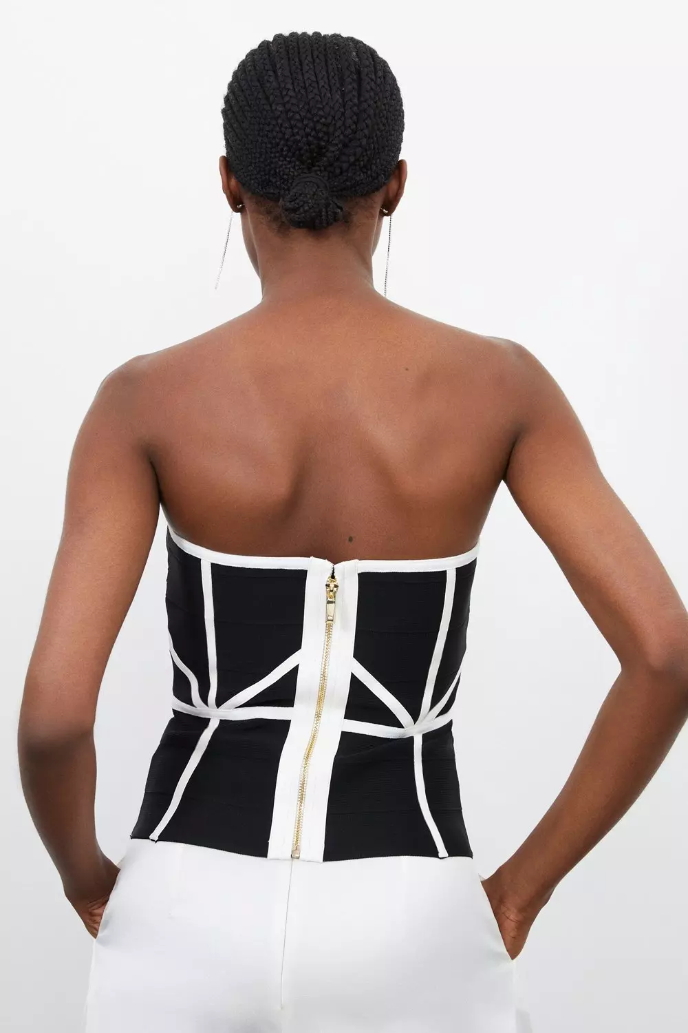 Black Bandage Knit And Pu Trim Corset  alternative image