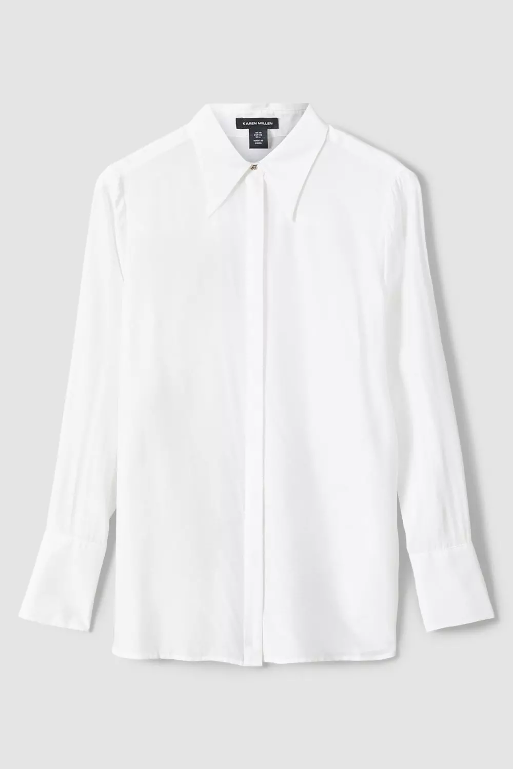 Petite Silk Viscose Satin Woven Shirt | Karen Millen