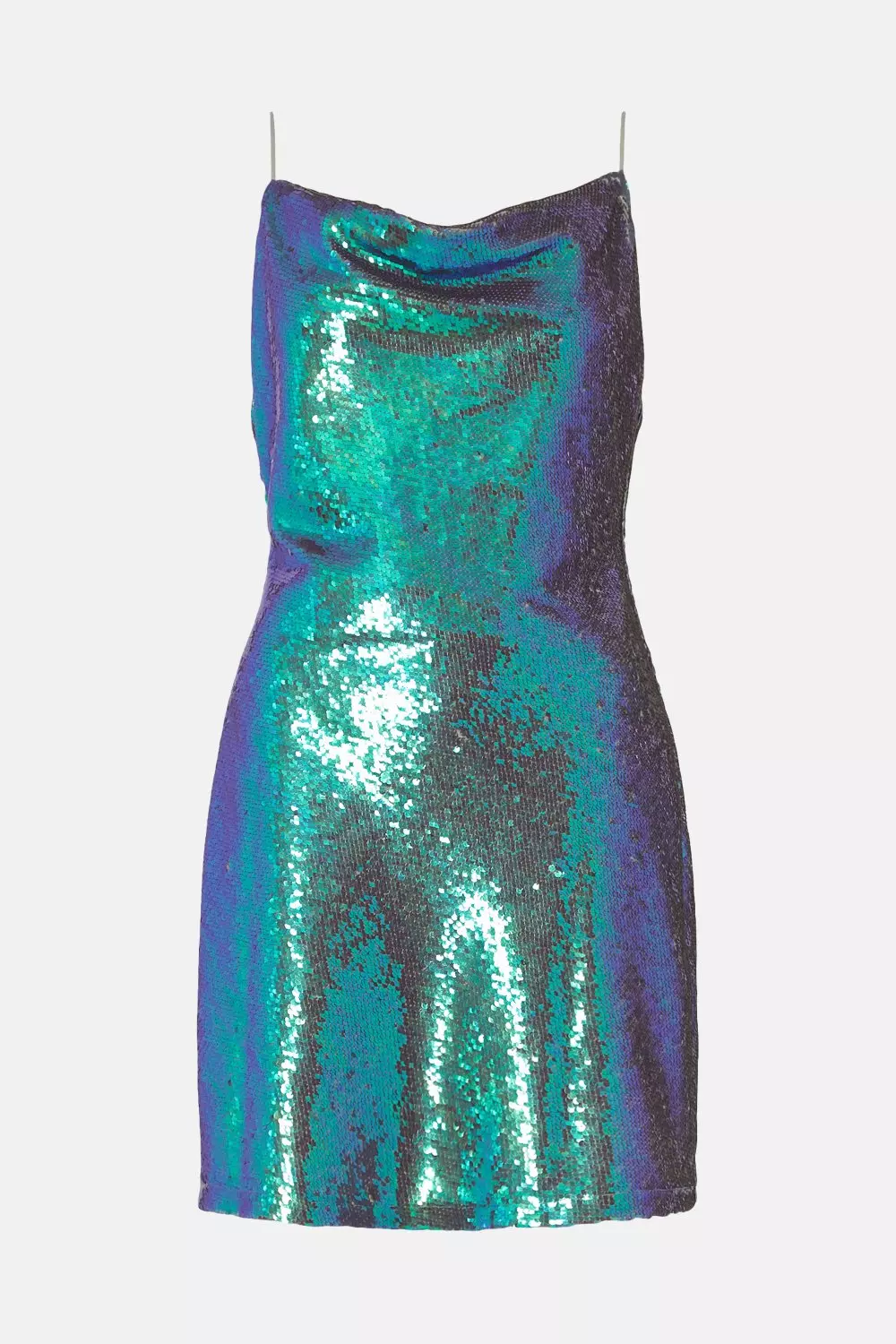 Mint Sequinned Drape Front Strappy Mini Dress alternative image