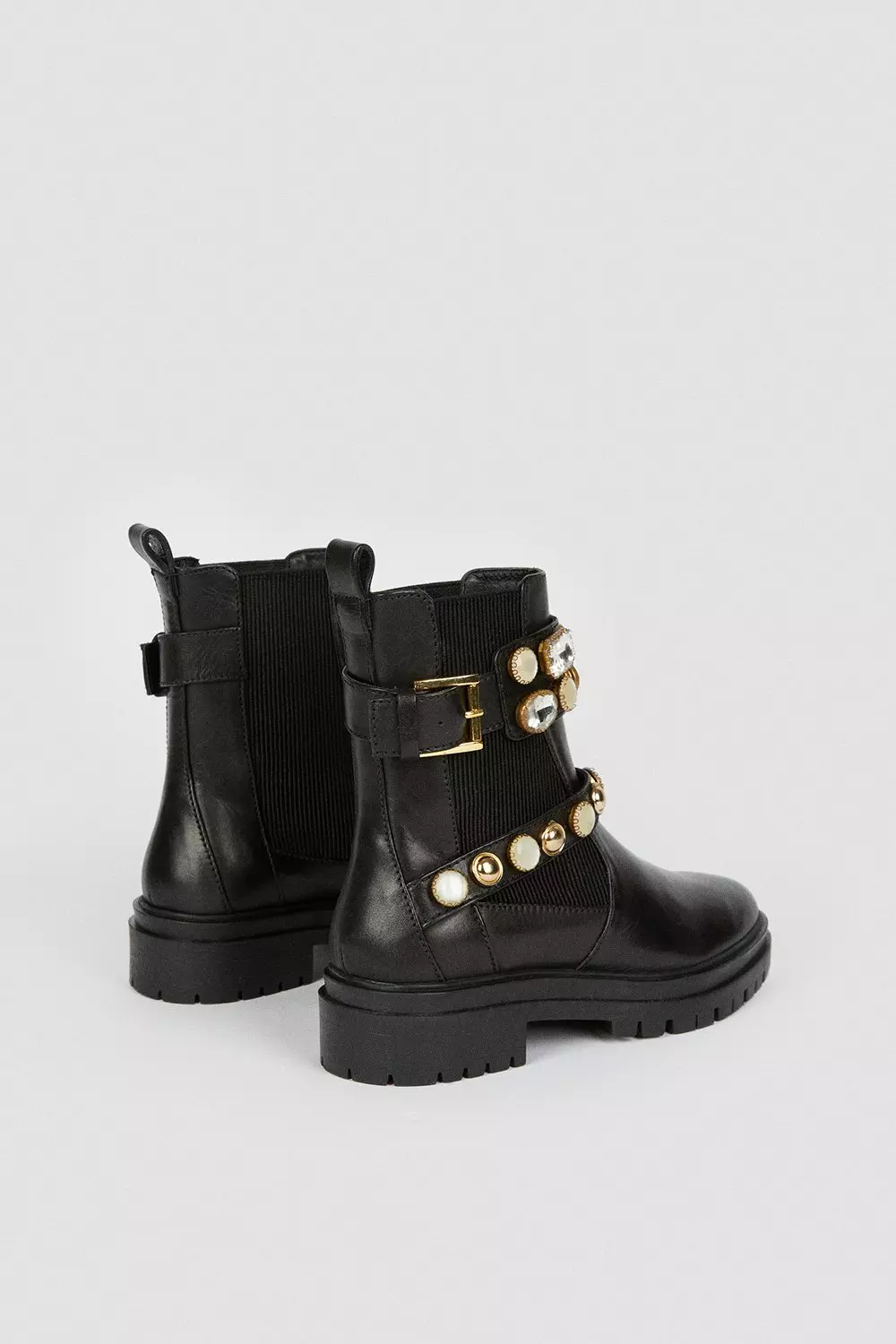 Leather Embellished Chelsea Boot Karen Millen