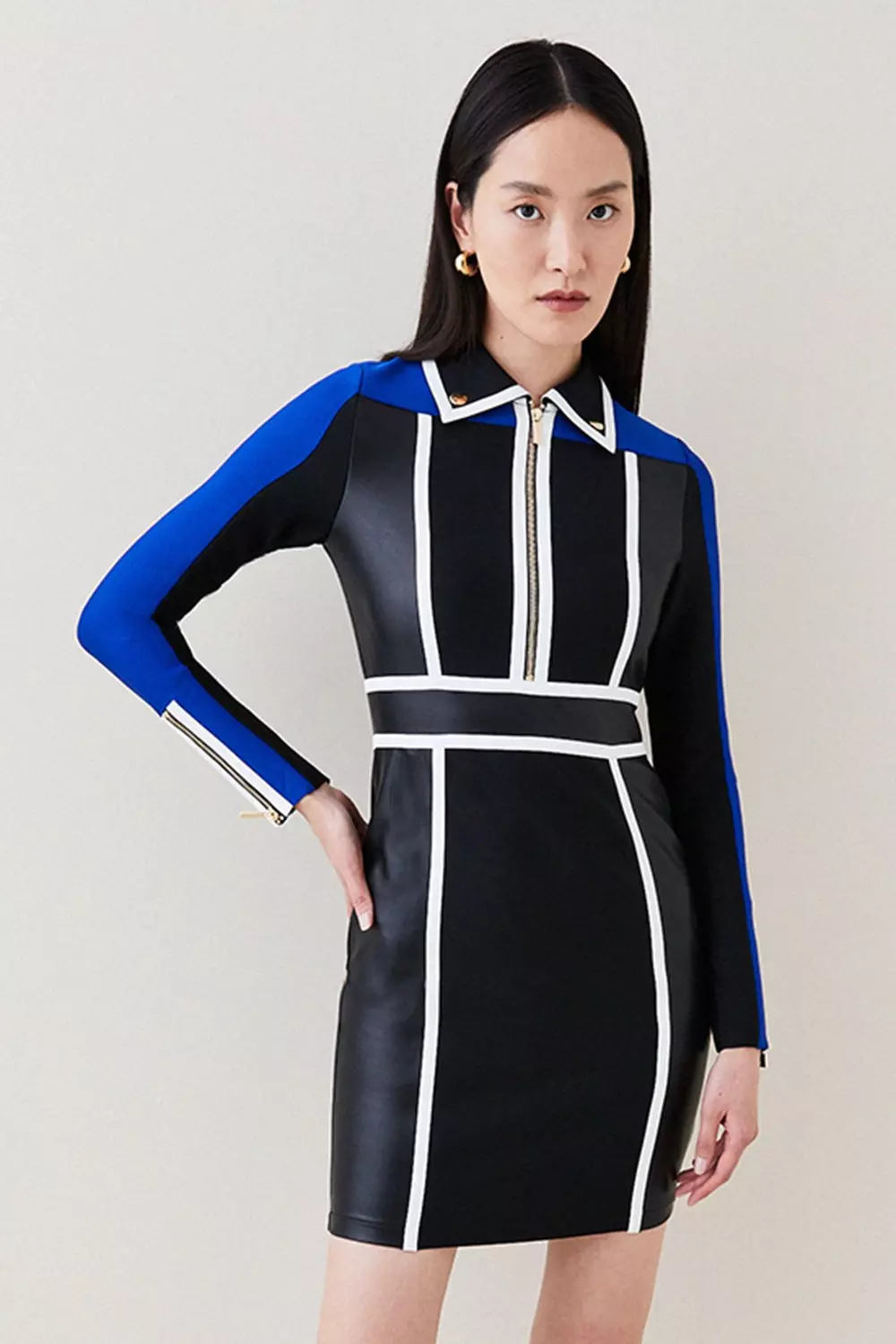 Karen millen colourblock knit dress sale
