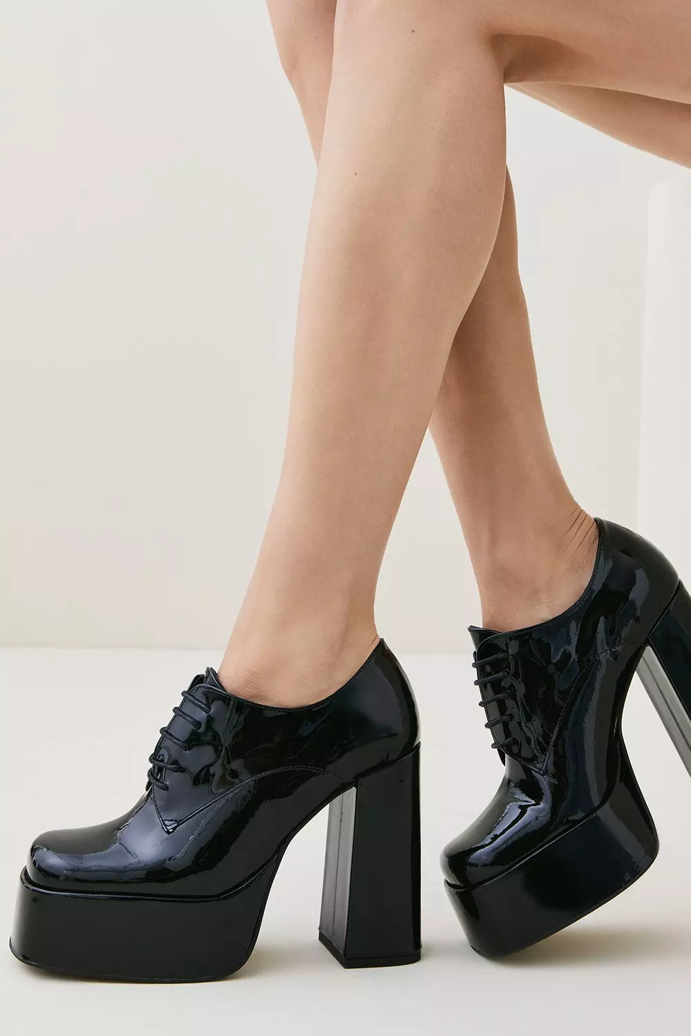 Patent Leather Platform Lace Up Shoe Boot Karen Millen