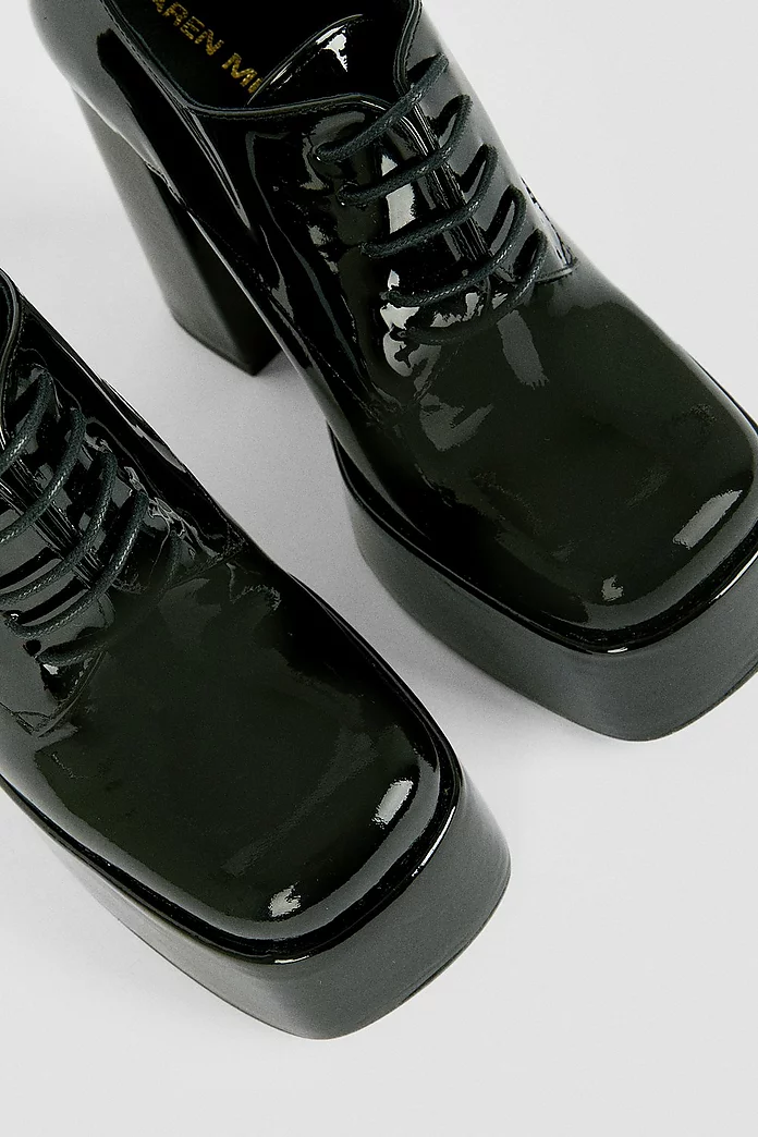 Patent Leather Platform Lace Up Shoe Boot | Karen Millen Patent Leather Platform Lace Up Shoe Boot | Karen Millen
