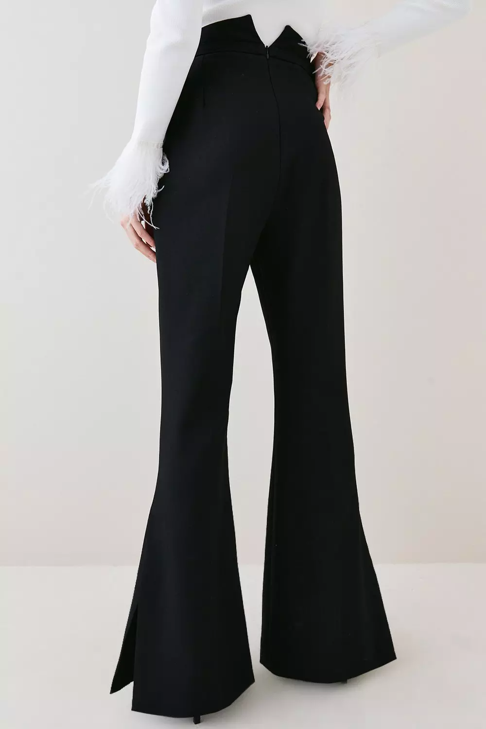 Compact Stretch Split Hem Flare Pants | Karen Millen