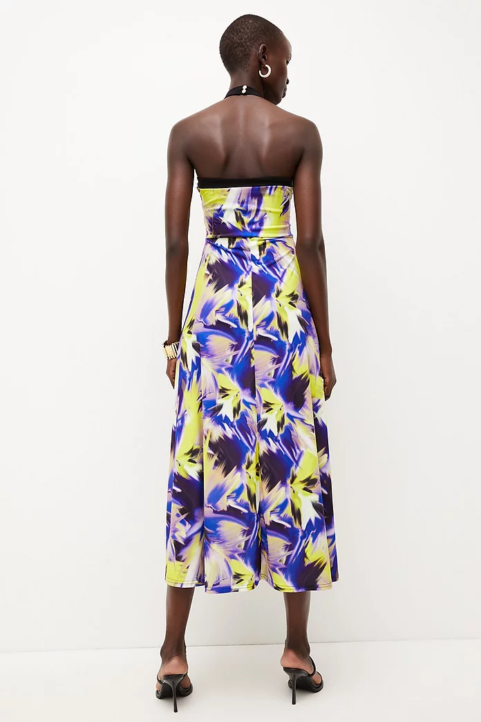 Neon Flash Print Drape Jersey Midaxi Sundress | Karen Millen Neon Flash Print Drape Jersey Midaxi Sundress | Karen Millen