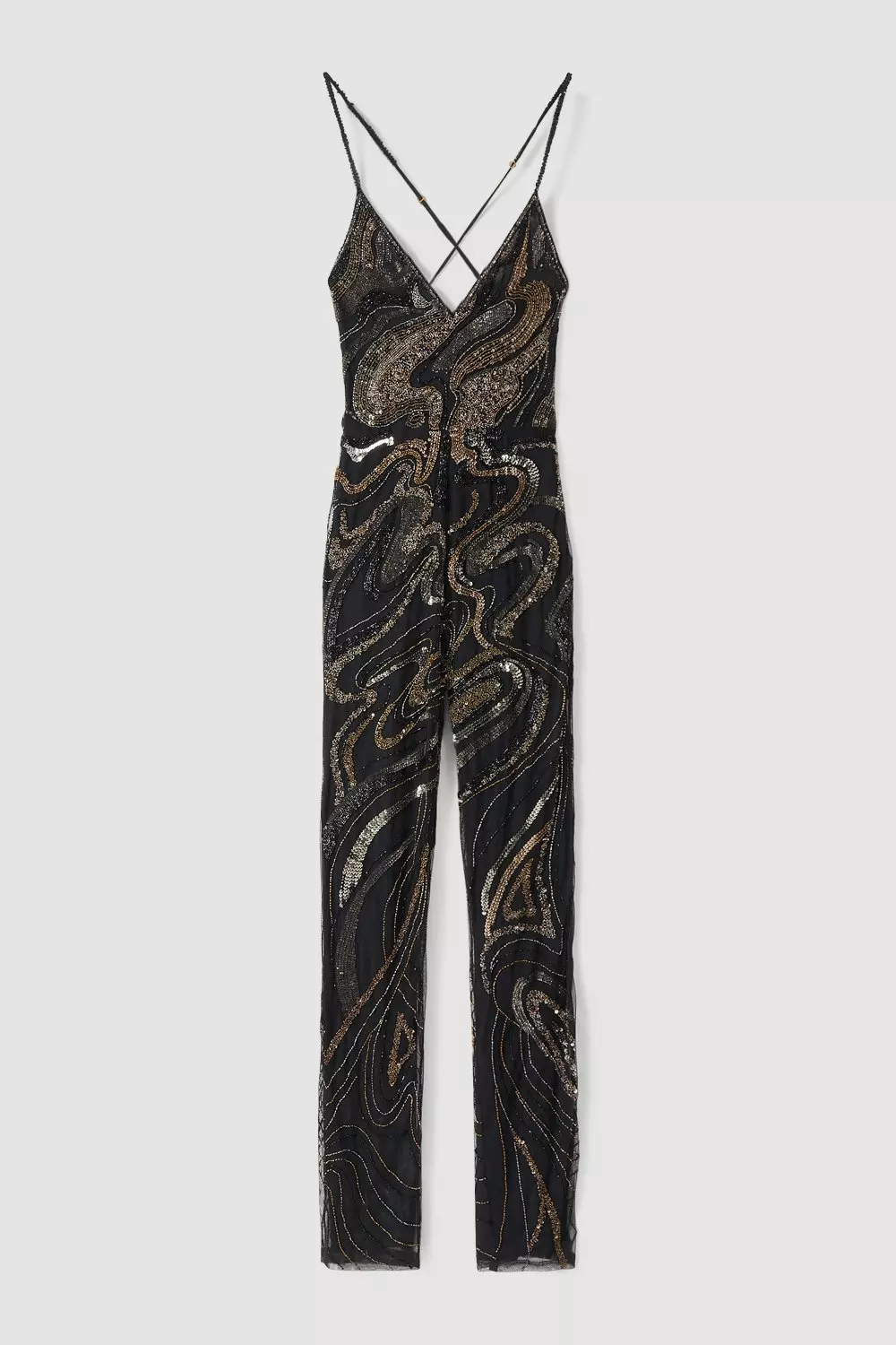 Black beaded shops jumpsuit