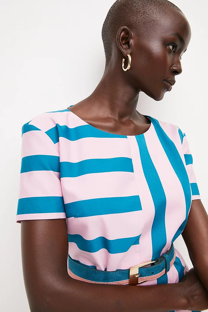 Striped Belted Mini Dress Striped Belted Mini Dress