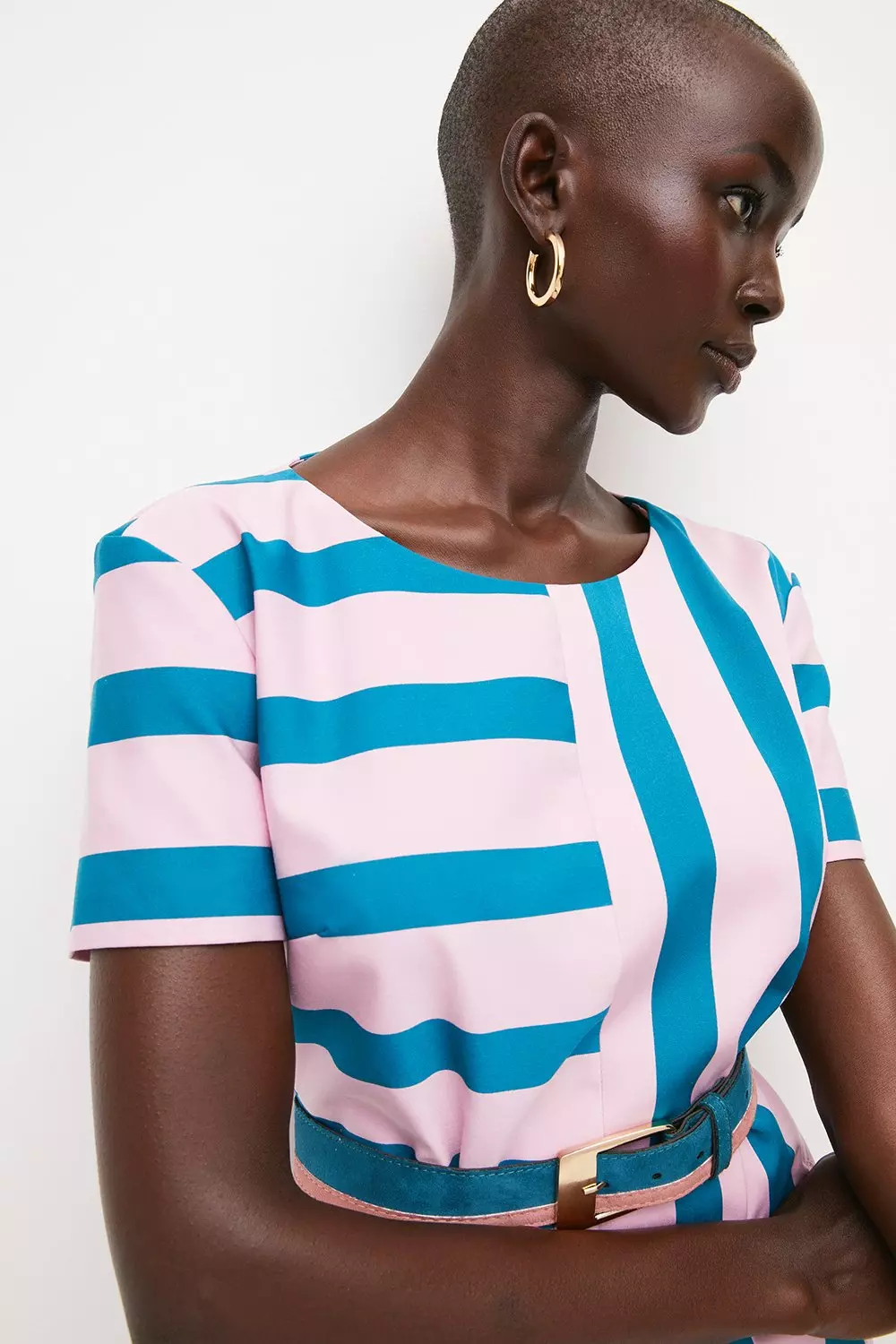 Striped Belted Mini Dress