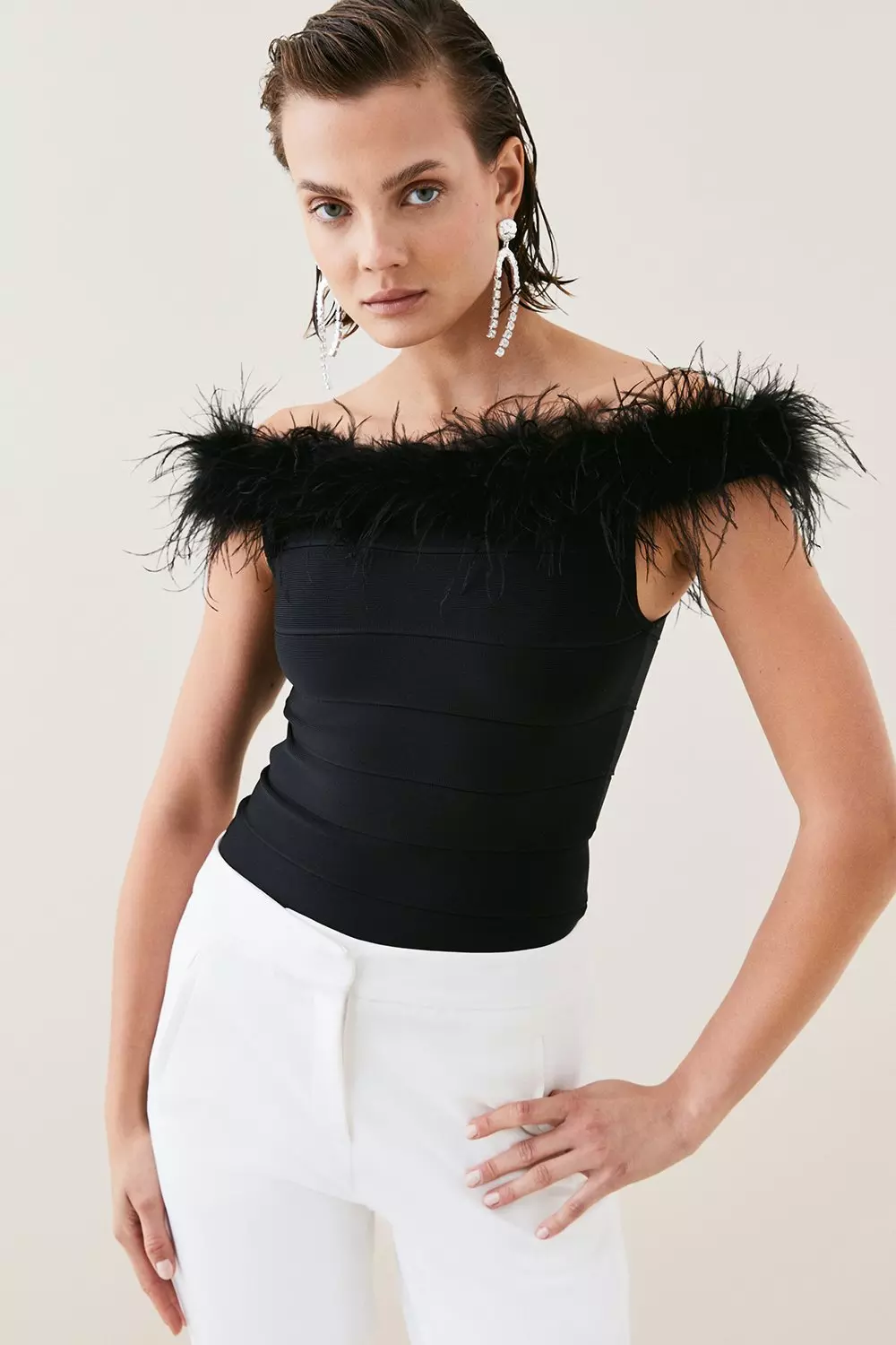 Bardot feather bustier sale