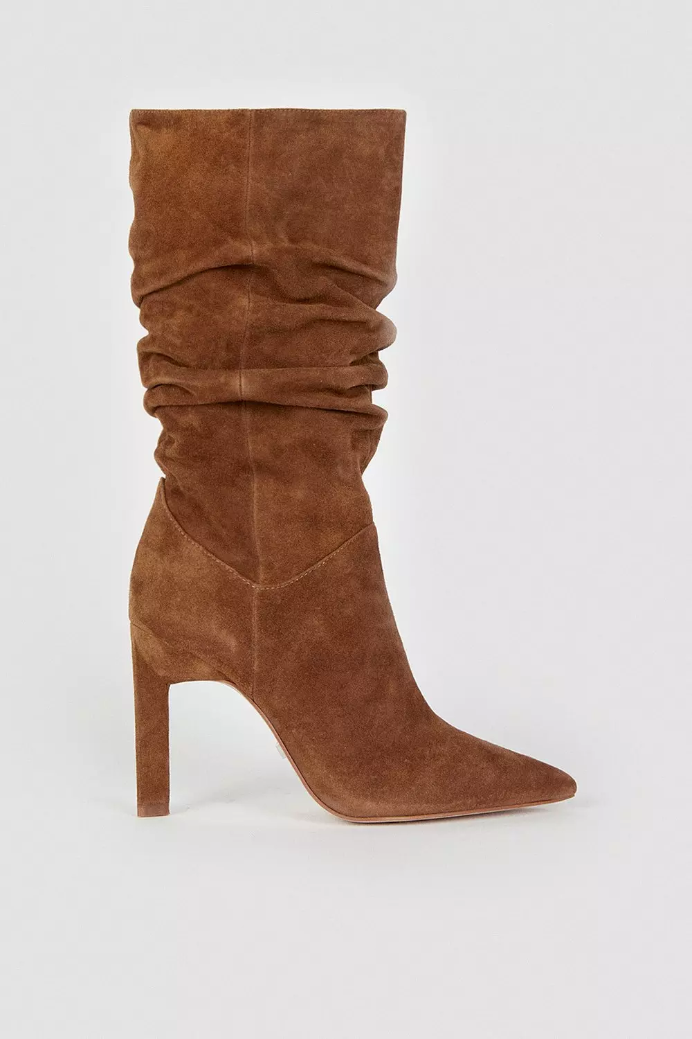 Mid calf brown suede boots best sale