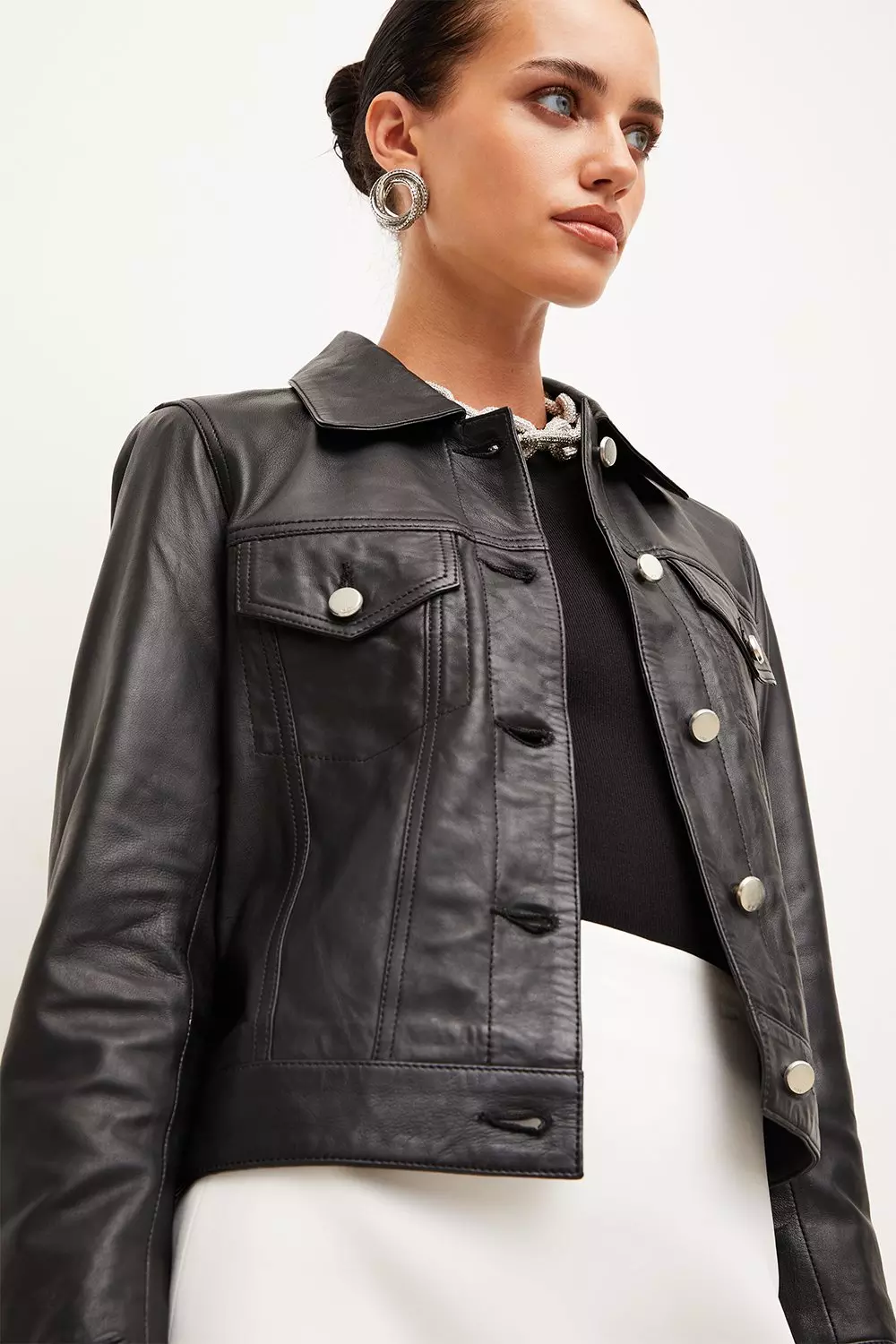Petite Leather Western Jacket Karen Millen