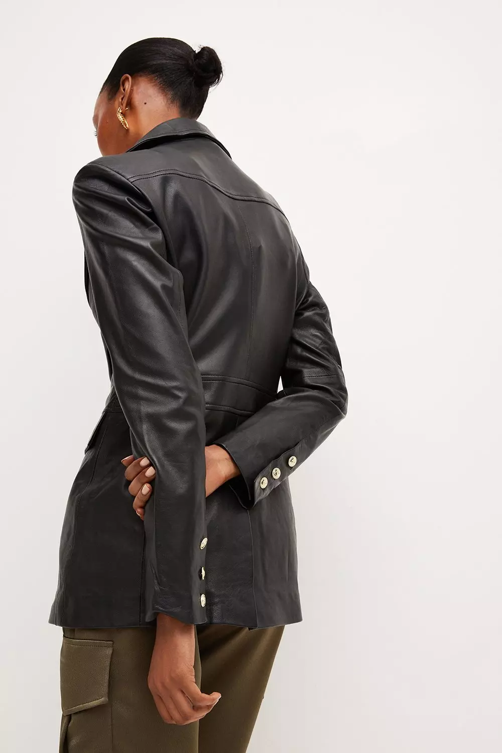 Lu's Chic Women's Faux Leather Jacket Vintage Spring Fitted
