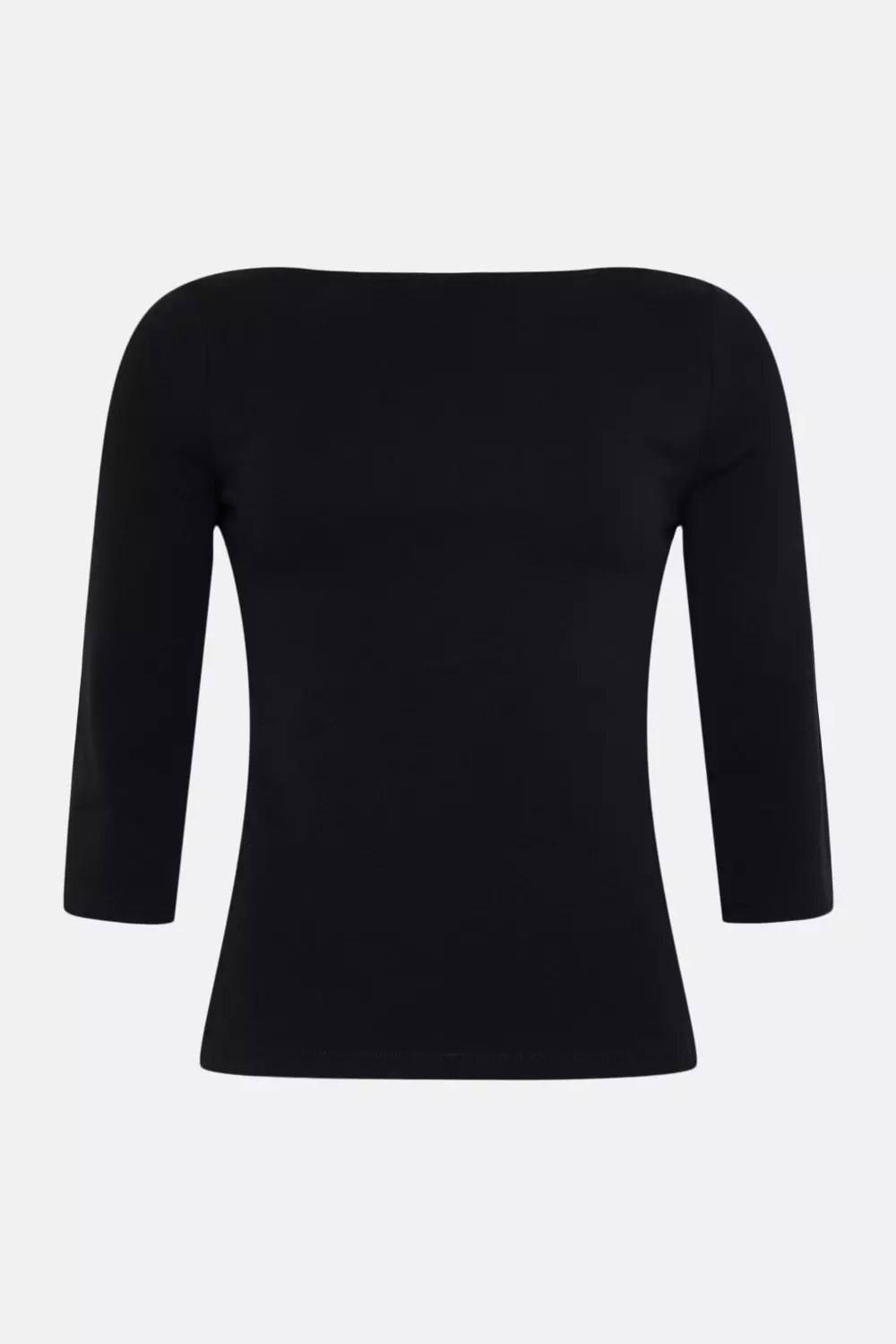Black Cotton Slash Neck 3/4 Sleeve Top alternative image