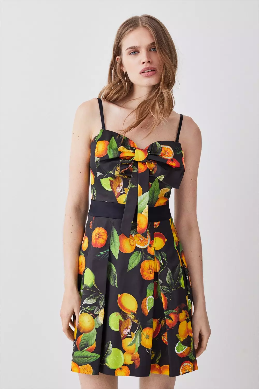 Italian Signature Stretch Citrus Bow Mini Dress | Karen Millen