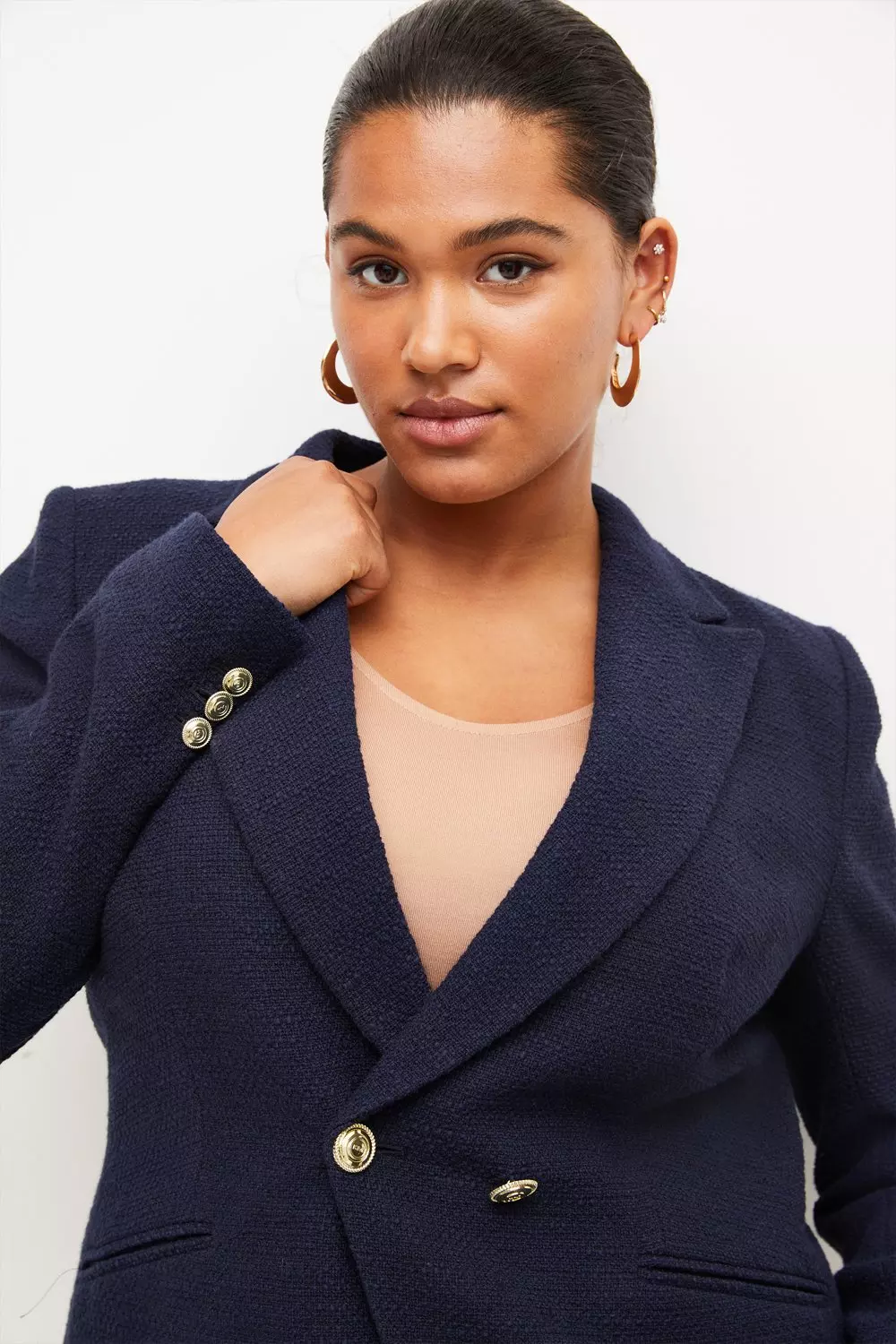 Plus Size Navy Tweed Blazer Karen Millen