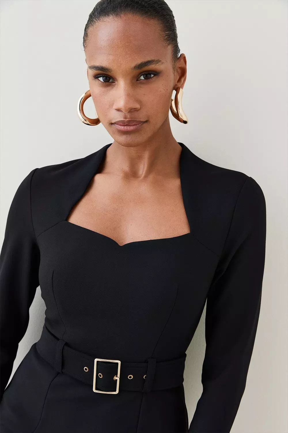 Pencil dress with belt deals