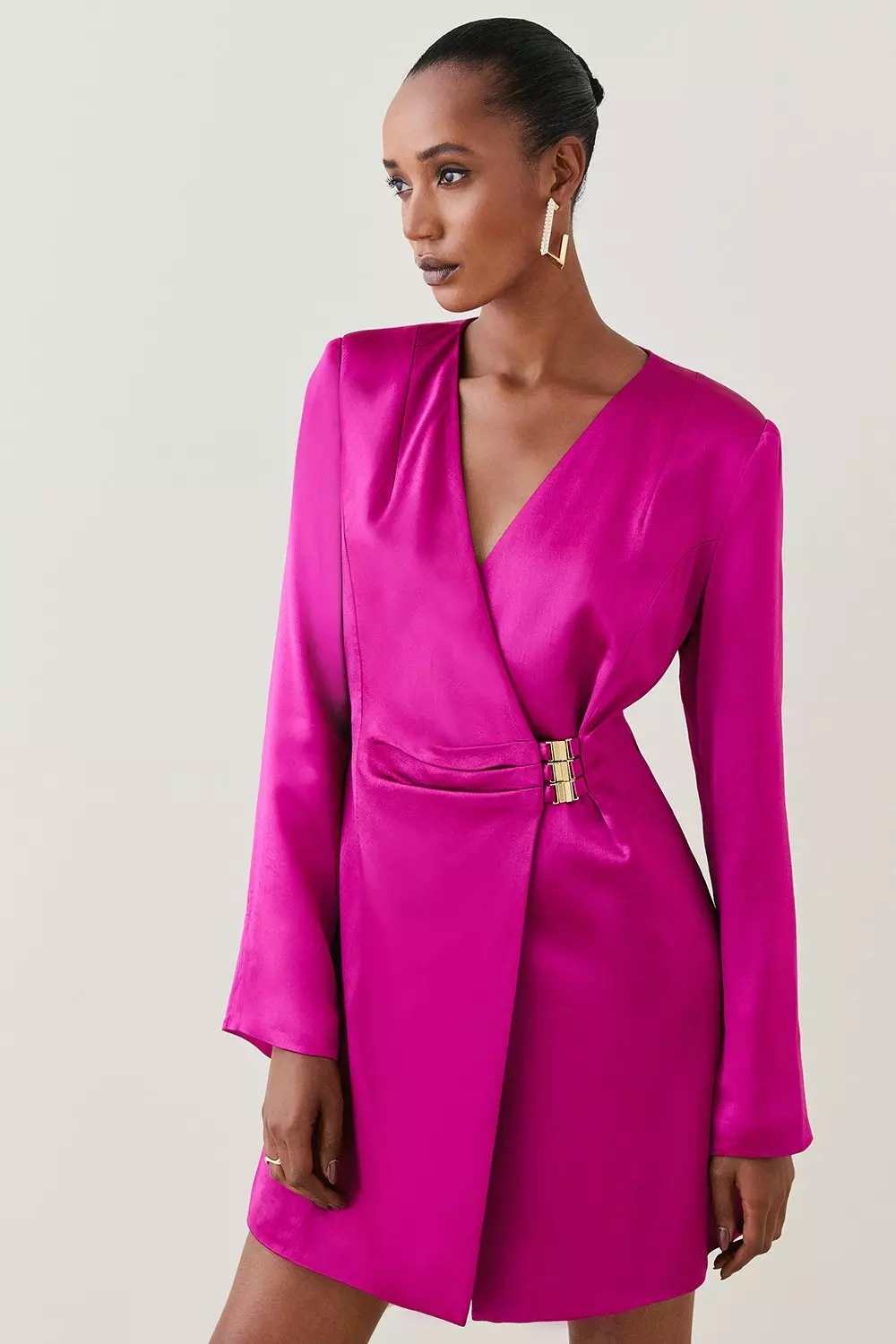 Viscose Satin Clasp Blazer Dress Karen Millen