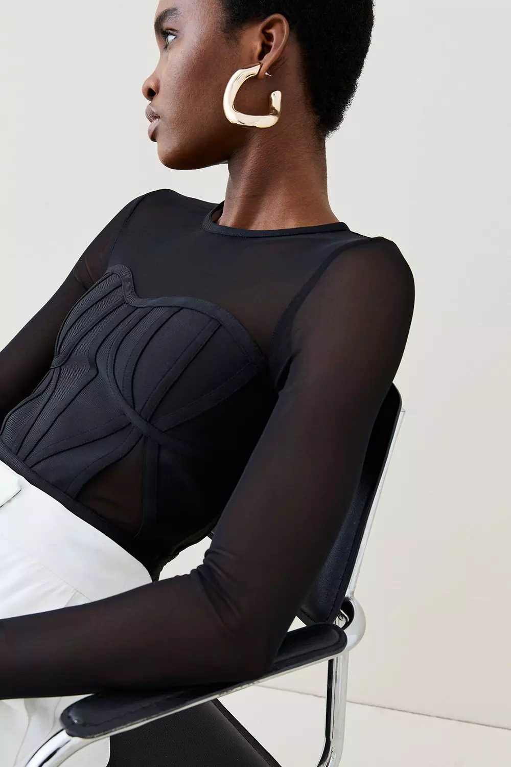 Bandage Corset Mesh Detail Top | Karen Millen