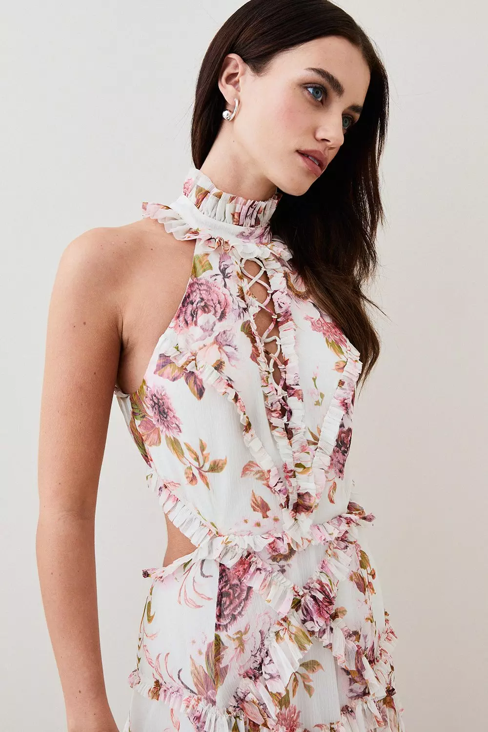 Lydia Millen Petite Floral Crinkle Maxi | Karen Millen