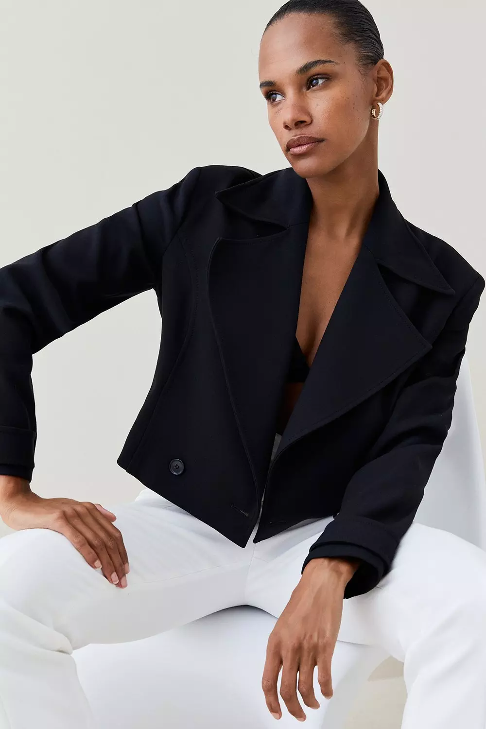 Crop trench coat best sale