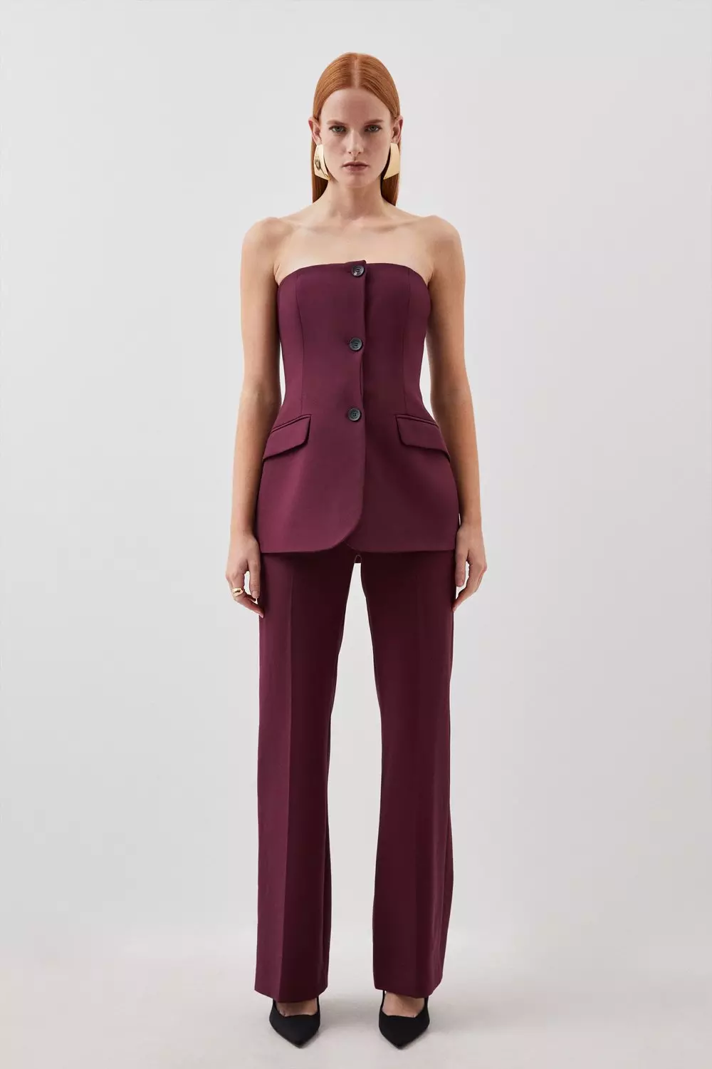 Compact Stretch Tailored Button Bodice Jumpsuit Karen Millen