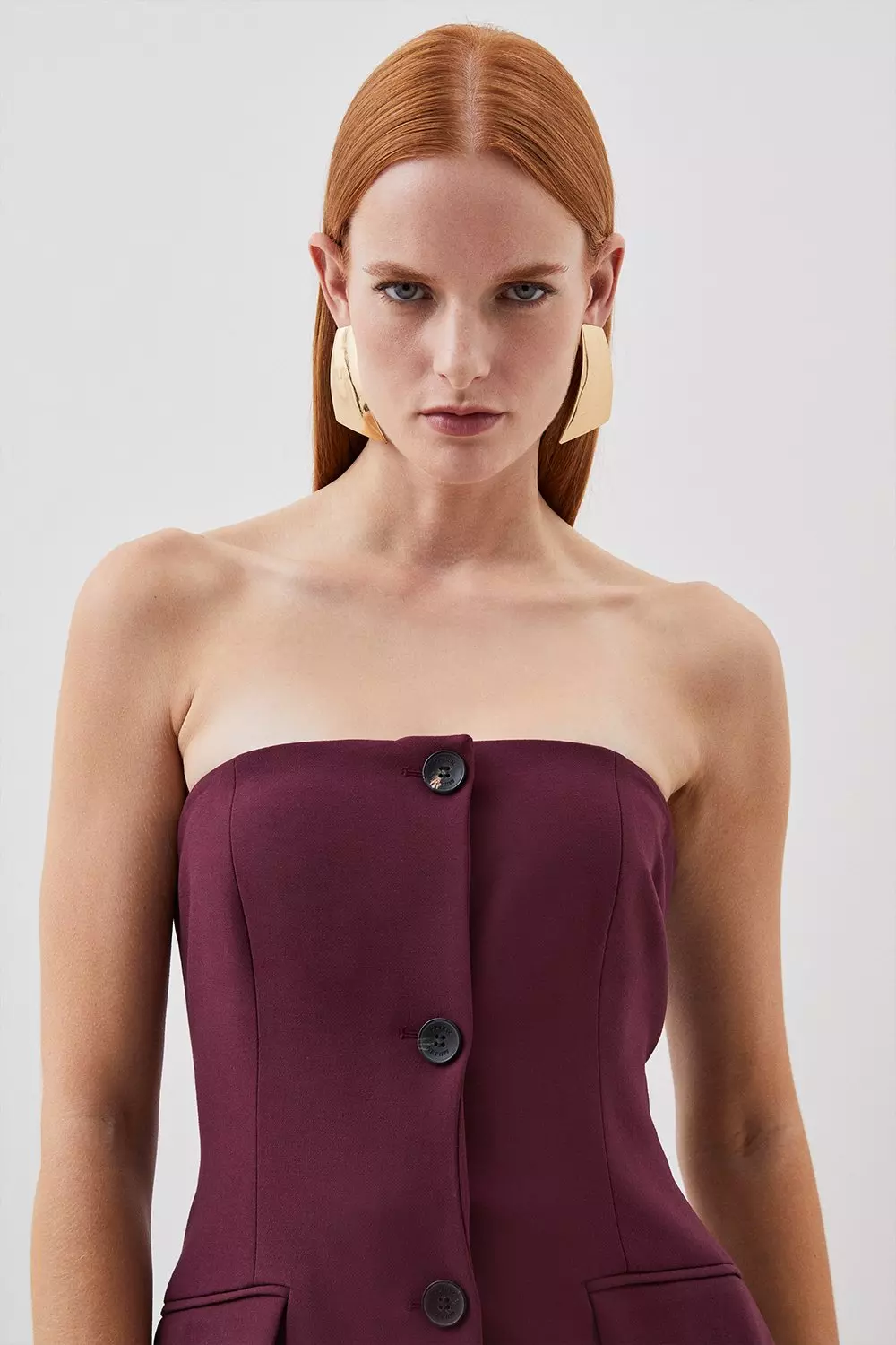 Compact Stretch Tailored Button Bodice Jumpsuit Karen Millen