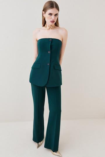 Compact Stretch Tailored Button Bodice Jumpsuit forest