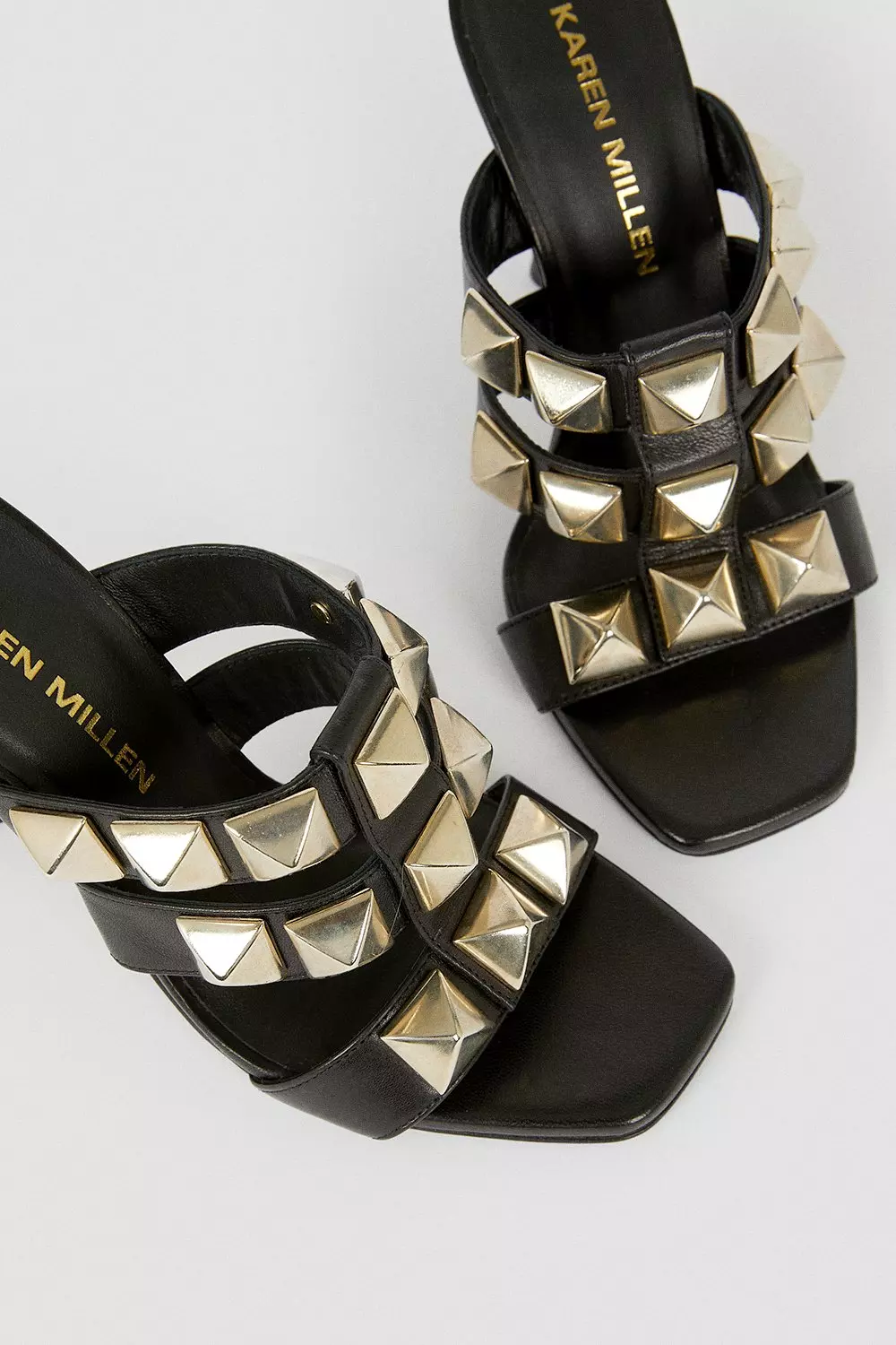 Leather Studded Heeled Mule Karen Millen