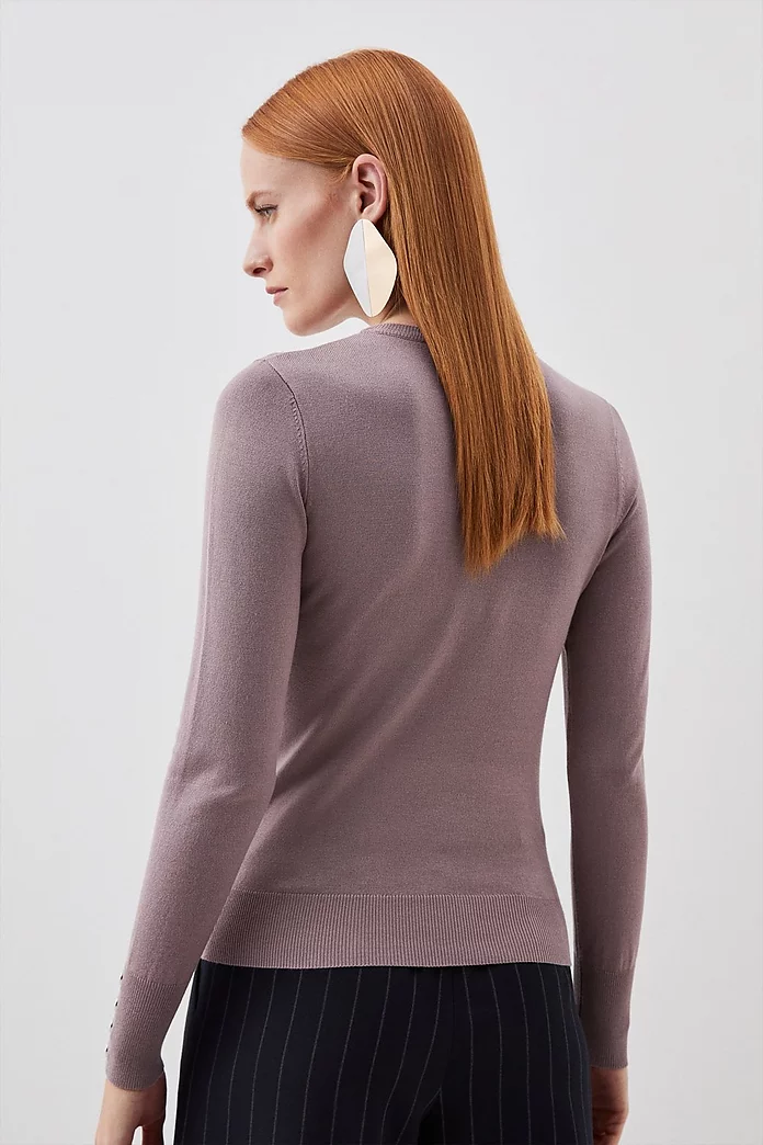 Viscose Blend Knitted Crew Neck Sweater | Karen Millen Viscose Blend Knitted Crew Neck Sweater | Karen Millen
